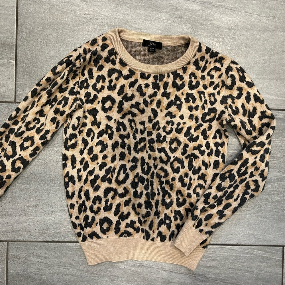 J. Crew Tan and Black Animal Print Sweater
